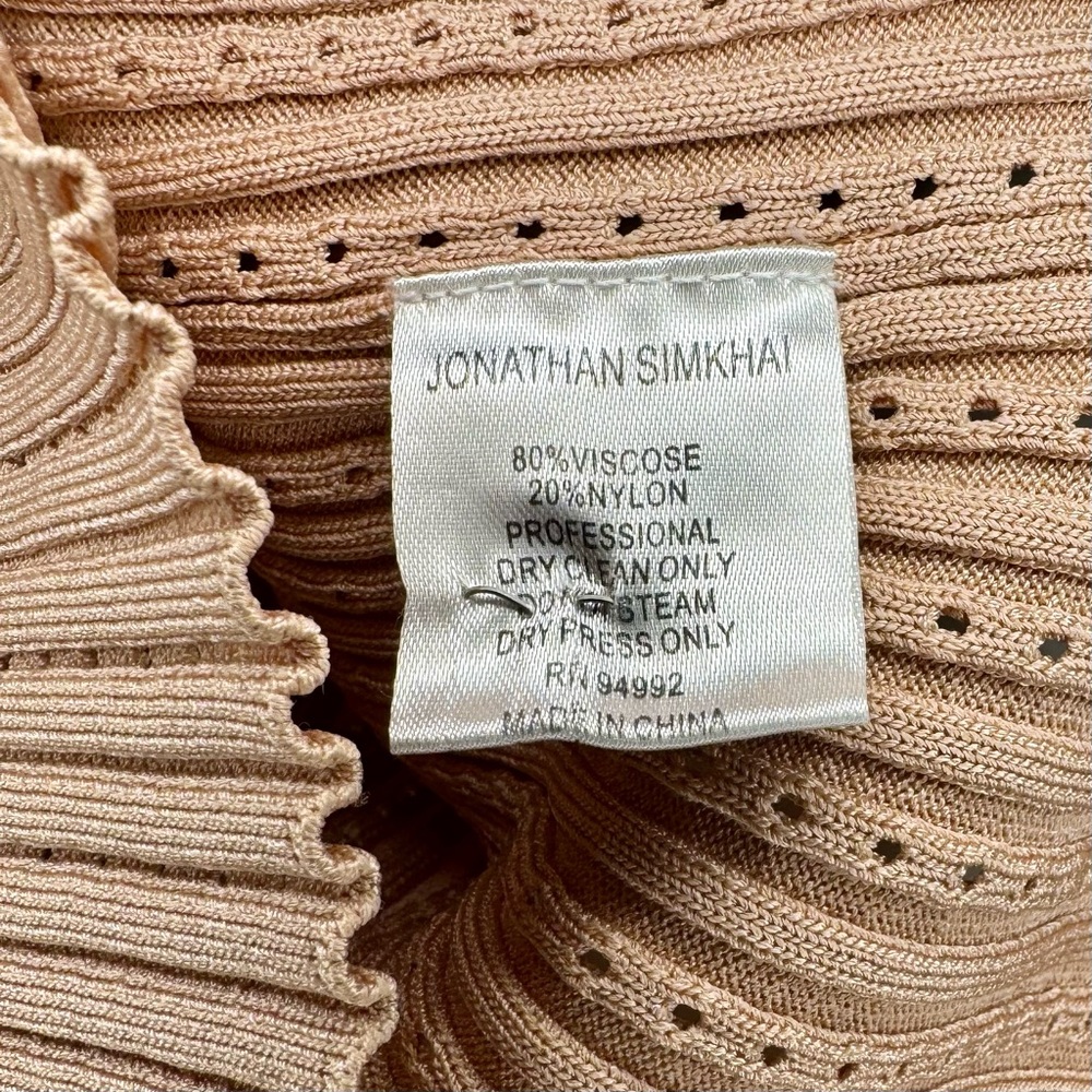 Jonathan Simkhai Perforated Ribbed Long Sleeve Crew Neck Knit Sweater | Size: XS - Picture 8 of 11
